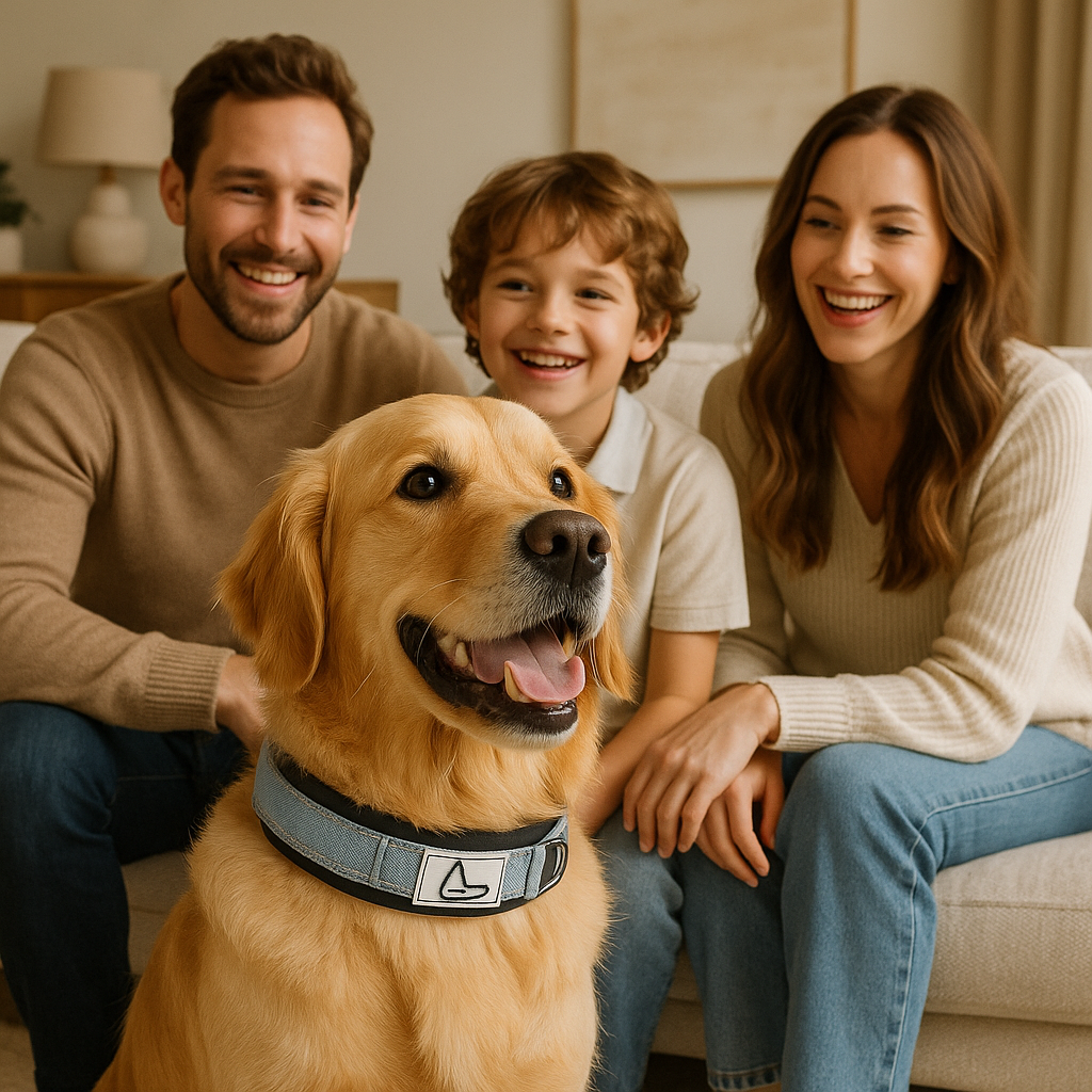 Magnifique labrador retreiver entouré de sa famille