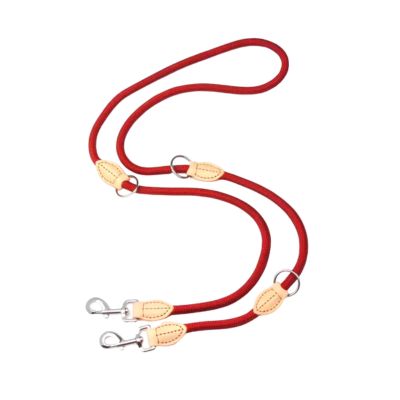 Double laisse pour chien rouge