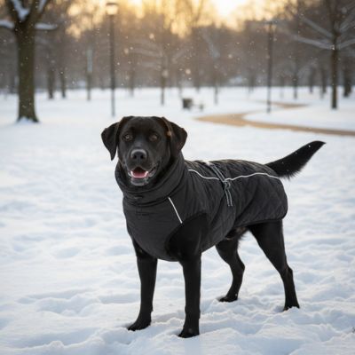 manteau-pour-chien-noir-dans-la-neige