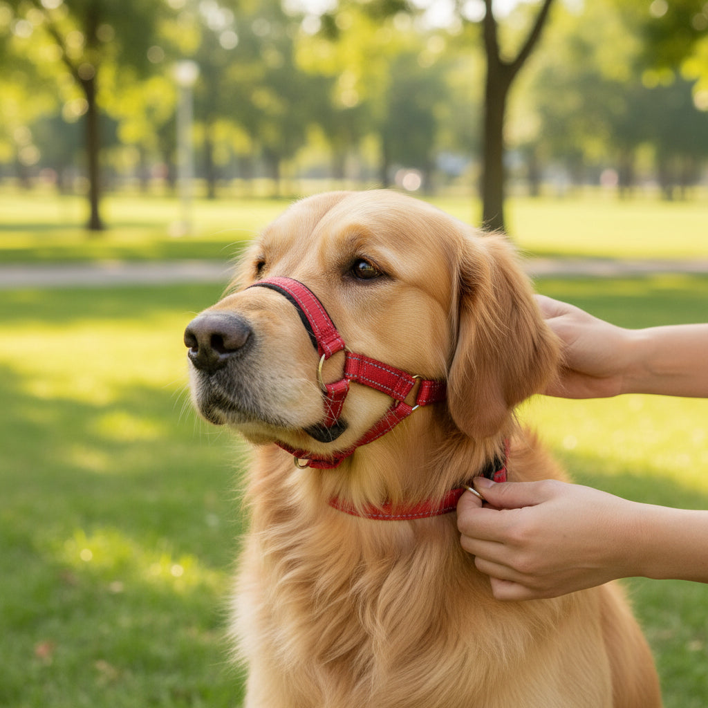 Muselière de couleur rouge labrador retriever dans un parc