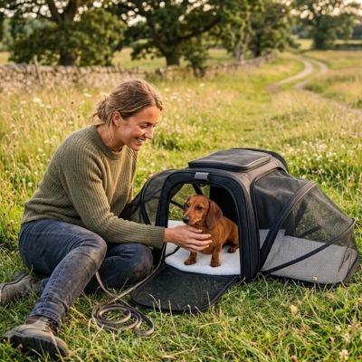 Sac de transport pour Chien noir dans le parc