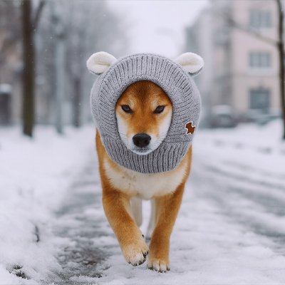 Bonnet pour chien​ dans la neige