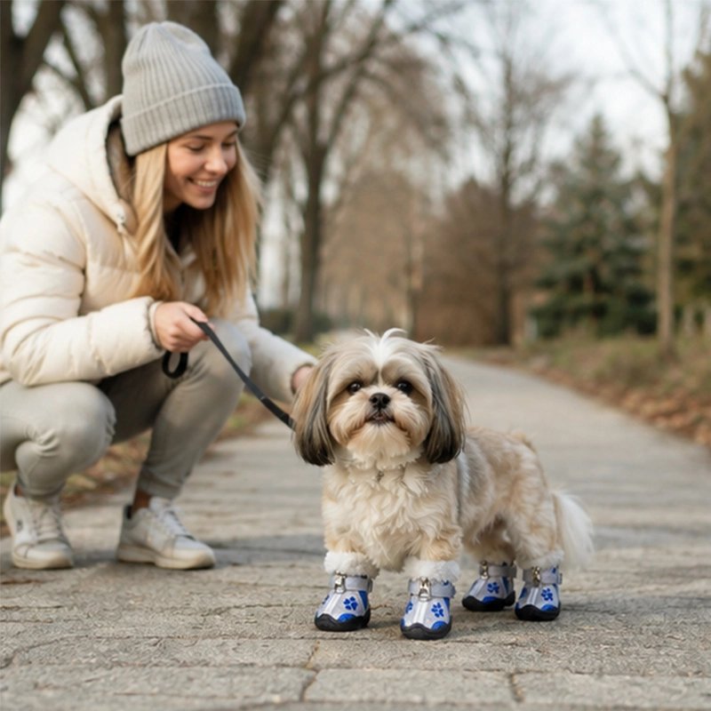 Chaussure Chien bleu en balade 