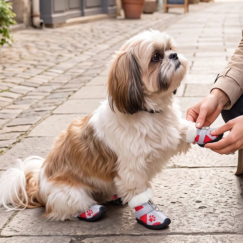 Chaussure Chien rouge dans la rue