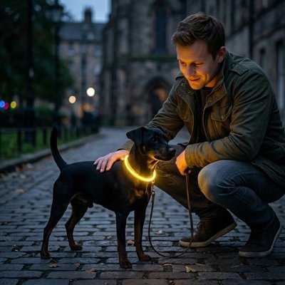 Collier Chien lumineux jaune