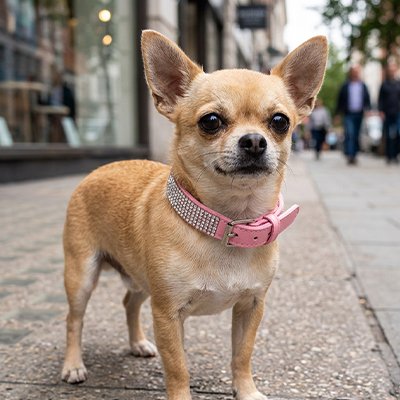 Collier Chien rose dans la rue
