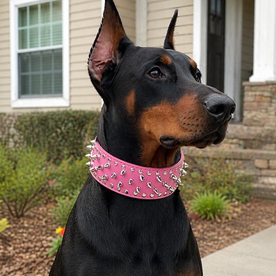Collier Chien rose