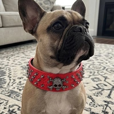 Collier Chien rouge dans le salon
