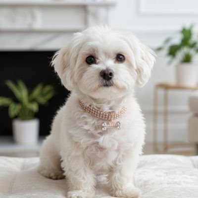 Collier chiot caniche blanc 
