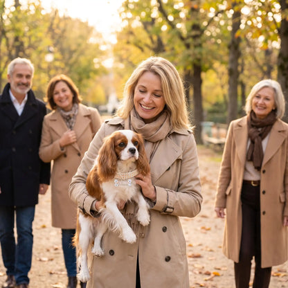 collier chiot en or dans le jardins