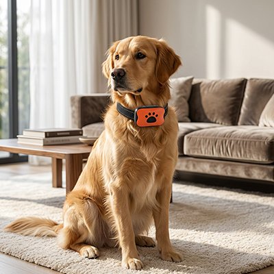 Collier de dressage Chien orange avec golden retriever