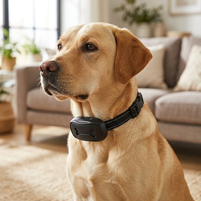 Collier de dressage pour Chien noir dans le salon