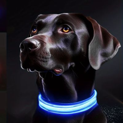 collier lumineux pour chien bleu ciel