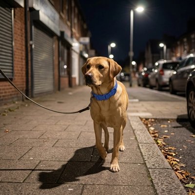 Collier pour Chien bleu en ville la nuit