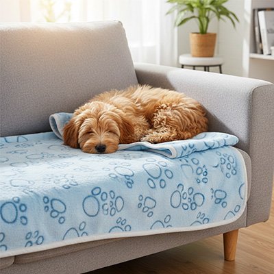 Couverture chien bleu