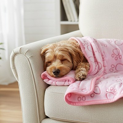 Couverture chien rose