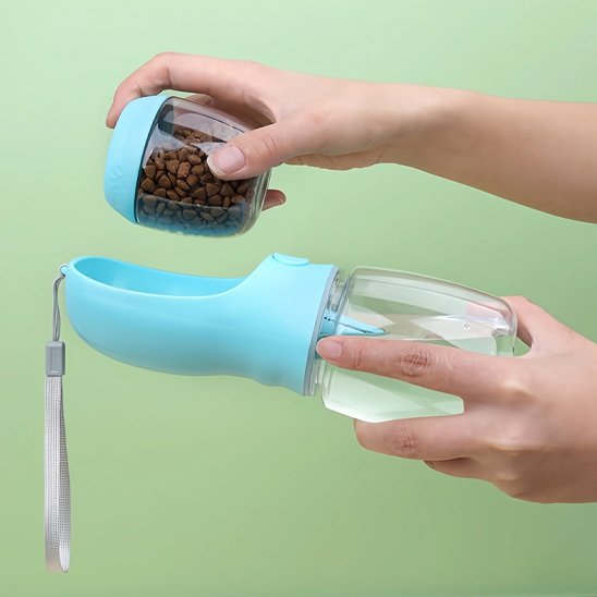 Gourde pour chien compartiment croquettes et eau