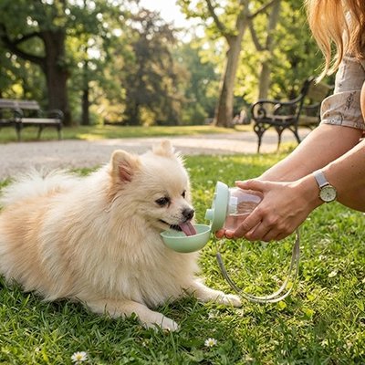 Gourde pour Chien vert au parc