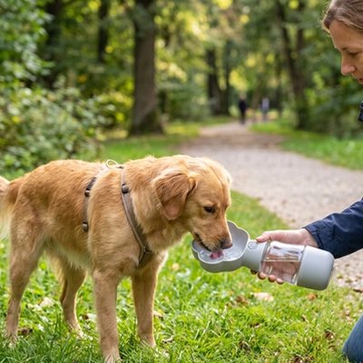 Gourde pour Chiens gris 2 en 1 au parc