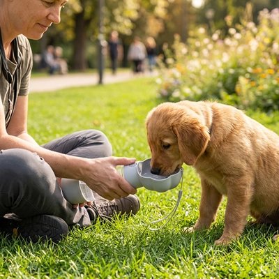 Gourde pour Chiens gris avec chien qui boit