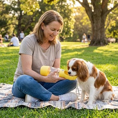 Gourde pour Chiens jaune 2 en 1