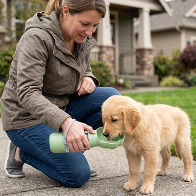 Gourde pour Chiens vert 2 en 1