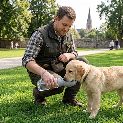 Gourdes pour Chien gris au parc