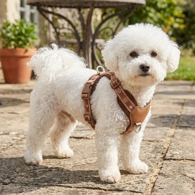 Harnais chien en Y caniche blanc