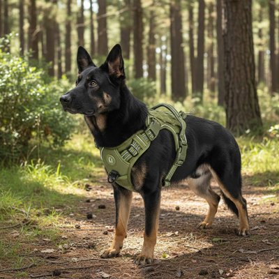 Harnais chien vert militaire