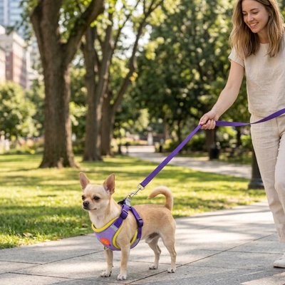 Harnais pour Chien violet en promenade