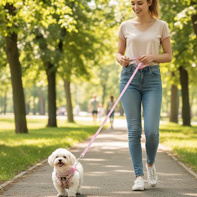 Harnais pour petit chien au parc