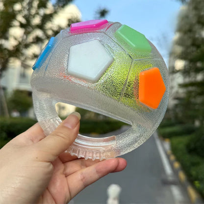 Balle à mâcher interactive avec poignée  blanche transparente et vivepour chien 