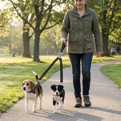 Laisse double pour Chien avec deux chiens au parc