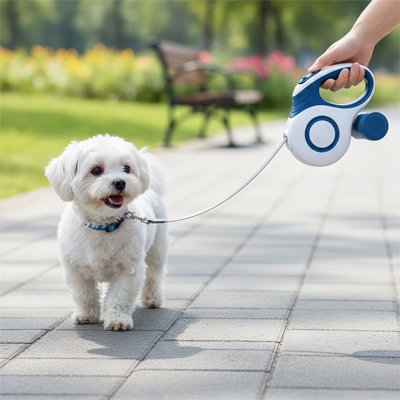 Laisse enrouleur chien bleu