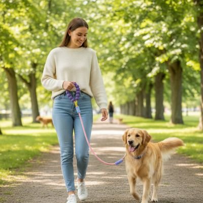 Laisse pour Chien rose promenade au parc