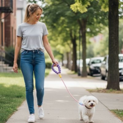 Laisse pour Chien violet balade au parc