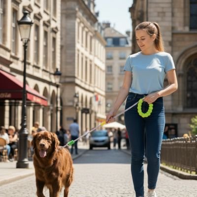 Laisse pour Chien violet en ville