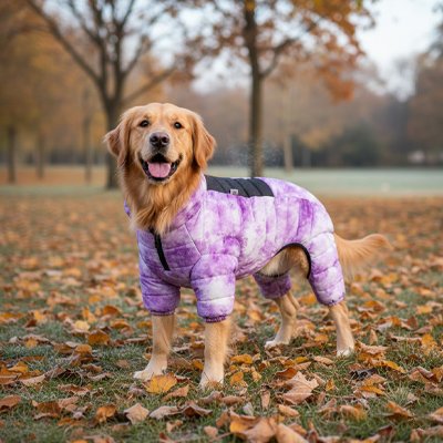 Manteau chien violet dans le parc