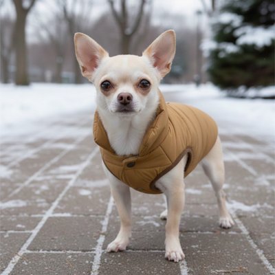 Manteau pour Chien couleur café dans la rue