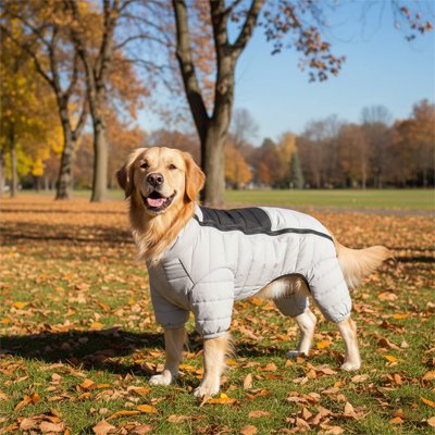 Manteau pour Chien gris claire dans le bois