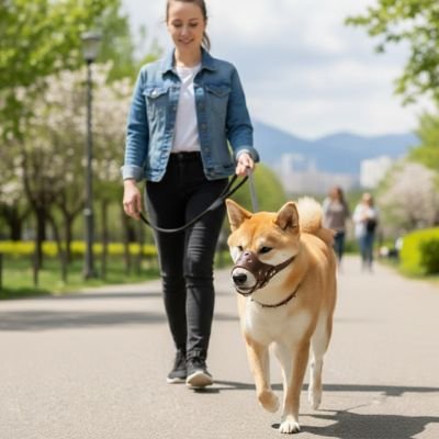 Muselière chien anti morsure avec chien blanc​ 