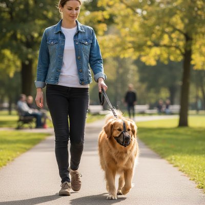 Muselière chien anti morsure balade maître et chien
