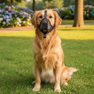 Muselière chien anti morsure chien assis​ 