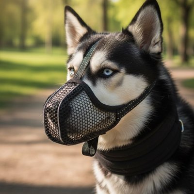Muselière chien anti morsure chien de face