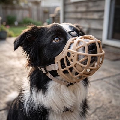 Muselière pour chien​ beige de profil