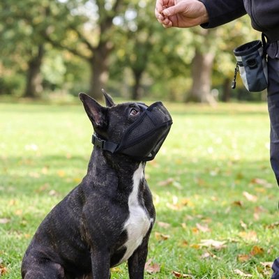 Muselière pour chien​ noir au parc