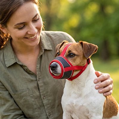 Muselière pour chien​ rouge