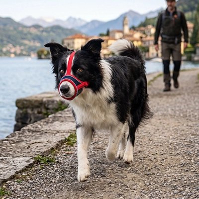 Muselière pour chien​ rouge en balade