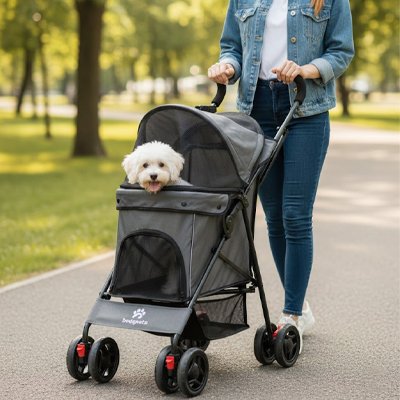 Poussette chien élégante