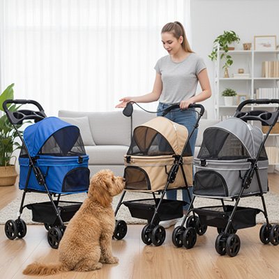 Poussette pour Chien avec trois couleurs